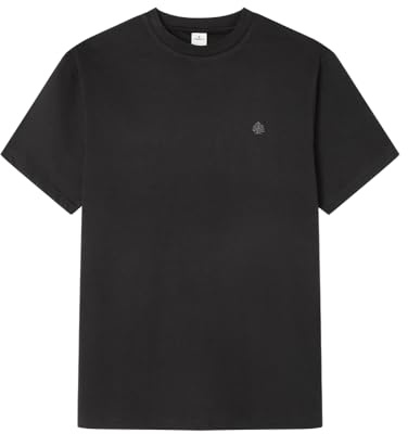 Springfield Camiseta Básica SS con Bordado De Árboles, Negro, L