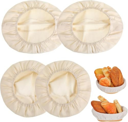CHAOTEMAI 2 Pezzi Fodera in Lino per Cestini da Lievitazione Rotondo 2 Pezzi Inserto in Lino per Cestino da Lievitazione 25 CM per Pane Europeo Panes Europeo Morbido Panini Cestino Lievitazione Pane