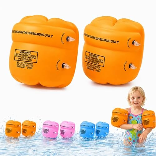 Braccioli Bambini 1-6 Anni – Aiuto per il Nuoto – Gonfiabili Rotondi Sicuri e Comodi per Piscina e Nuoto, Adatti a Bambini 6-30 kg(Arancione)) (Arancione)