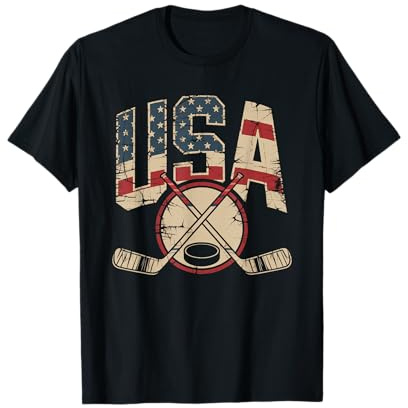 Camiseta De Hockey con Bandera Americana para Hombre Y Niña, Camiseta