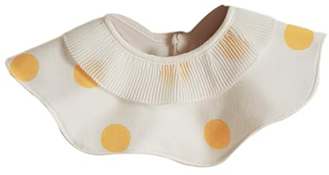 Guohetuk Babero de Algodón, Triangular/paño para Eructar con Encaje, Suave, Ajustable, Absorbente para Niños, Niñas, Recién Nacidos, para La Alimentaci, Puntos amarillos