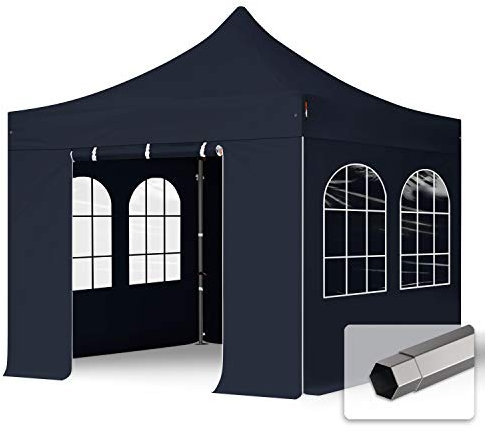 TOOLPORT Faltzelt Partyzelt 3x3m - mit 4 Seitenteilen Premium Dach Faltpavillon Pavillon schwarz
