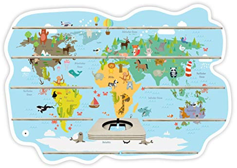 Farbklecks-Collection Musikboxregal Weltkarte Kinder - passend für Toniebox - Regal mit Platz für Box sowie 65-70 Figuren