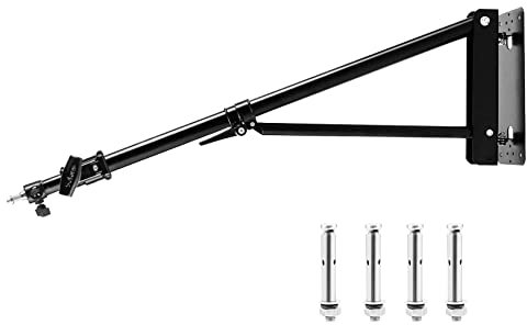 Selens Brazo triangular montado en la pared de 180 cm, brazo triangular de rotación flexible de 180°, cámara de montaje en pared, brazo para fotografía, estudio fotográfico, anillo de luz, caja de