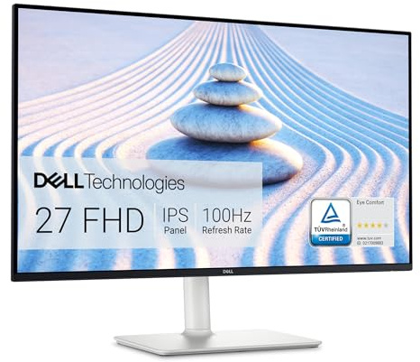 Dell S2725HS 27 Inch Monitor, FHD (1920x1080) Display, 100Hz Refresh Rate, 1500:1 Contrast Ratio, TÜV Rheinland Eye Comfort 4 Star, Integrated 2x5W Speaker, Height/Tilt/Swivel/Pivot- Ash White Color