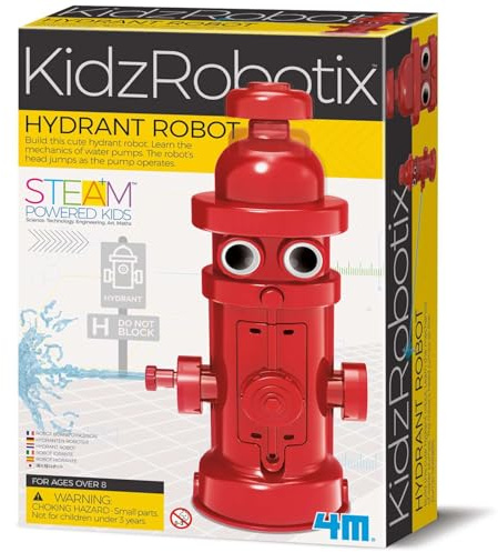 4M Hydrant Robot Water Pump Kit for Kids Ages 8-12 – DIY Building Set with Motorized Piston, Shoots Water Up to 2 Meters, STEM Mechanical Engineering Toy, Pump from Bottle or Pool
