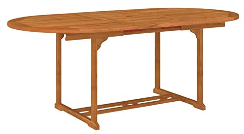 Festnight Gartentisch Holz Esstisch Oval Ausziehbar Garten-Esstisch Balkontisch Ausziehbar Holztisch 200x100x75 cm Massivholz Eukalyptus