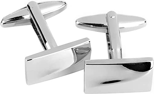 AKORD Rectangle Cufflinks Cuff Links for Men, Silver