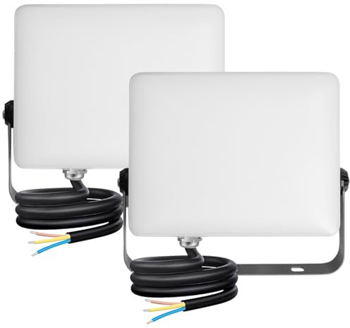 Aigostar LED Strahler Außen 50W,5500LM Superhell LED Fluter,IP65 Wasserdicht Außenstrahler, 4000K Naturweiß Scheinwerfer Wandleuchtefür Garten, Innenhöfe,Garage,Sportplatz,2 Stück