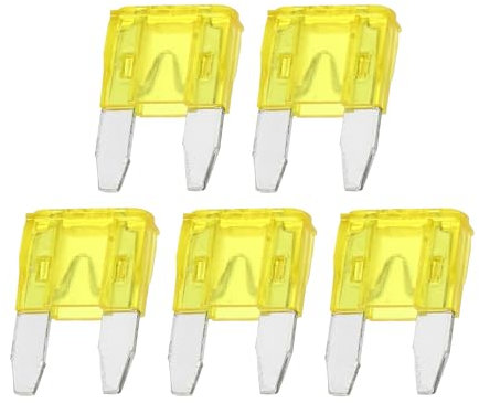 Partuto 5 Pezzi per Mini Fusibili Universali per Auto Stile Lama APM/ATM da 20A - Protezione da Corto Circuito - Auto, Barca, Camion, SUV, RV - Plastica Metallo Giallo