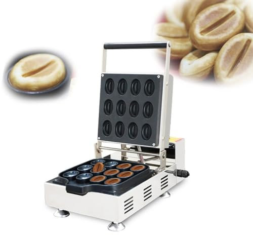 1600W Gofrera Belga 12 Rebanadas Barquillo De Cafe Máquina De Gofres Eléctrica Plancha Para Gofres Control De Temperatura Y Tiempo Calentamiento Uniforme De Doble Cara Hacer Gofres Con Formas De Café