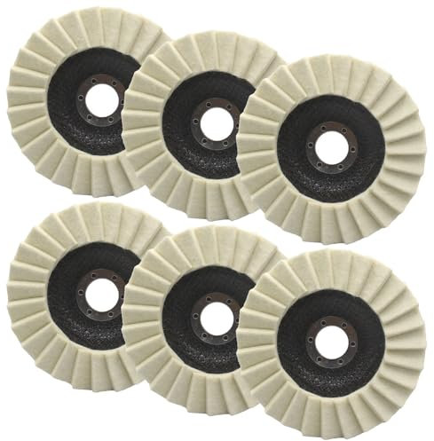 6 piezas de lana pulidora angular, 125 mm de fieltro, disco pulidor de 22,23 mm, disco de pulido brillante para taladro, amoladora angular, herramienta de lijado