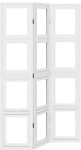 vidaXL Rumsavdelare 3 paneler vit massivt kejsarträ, skiljevägg, hopfällbar skiljevägg, skärmvägg, hopfällbar rumsavdelare, skiljeväggar, skärmväggar