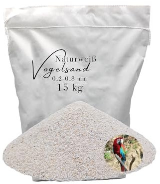 15kg Vogelsand 0,2-0,8 mm ohne Zusatzstoffe wie Anis und Grit weisser keimfrei qualitativ hochwertig Bodengrund für Käfige