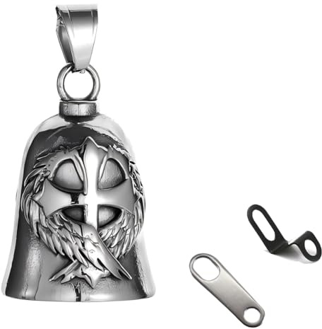 Guardian Bell - Campana para moto, diseño de ala cruzada, plata, S