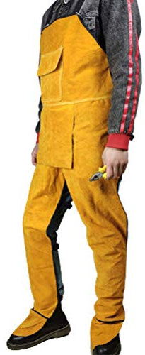 Jiawu Welding Clothes PU Leather Professional Sleeves Adjustable High Temperature Resistant Household Welding Apron (yellow)