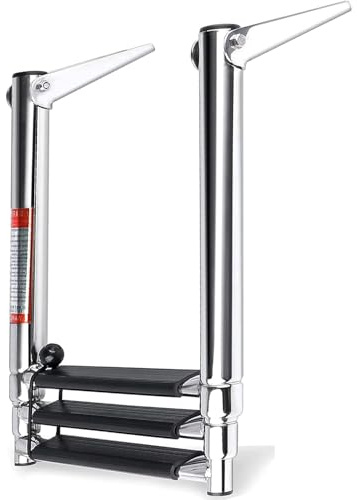 TREPPE - Scala pieghevole in acciaio inox barca, scala telescopica per barca yacht 3 gradini