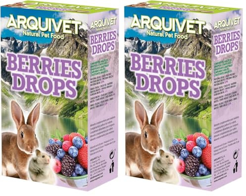 ARQUIVET Drops aux Fruits des Bois - 65 g - Snacks pour Les rongeurs - Bonbons et récompenses pour Lapins, Hamsters, cobayes, furets (Lot de 2)