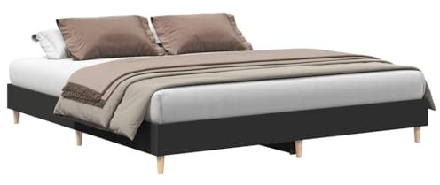 vidaXL Sängram utan madrass svart 180x200cm konstruerat trä, sovrumsmöbler, sängbotten, dubbelsäng, säng, sängbotten, panelsäng, plattformssäng