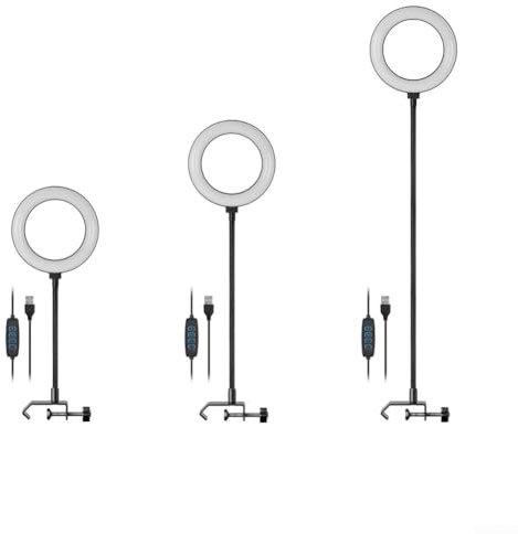Anneau lumineux pour selfie, anneau lumineux avec trépied et support de téléphone, avec luminosité réglable pour vlogs et flux en direct (9 cm)