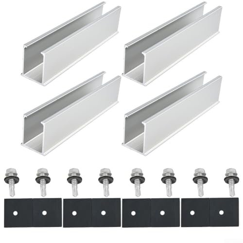 Lot de 4 supports de rail de module solaire efficace de 20 cm pour systèmes photovoltaïques à toit plat en alliage d'aluminium anodisé