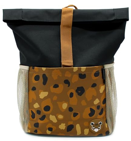 LES DEGLINGOS - Sac à dos Rolltop ajustable - Speculos le tigre - Terracotta - Garçon et Fille 3 ans et plus - Poche Zippée intérieur - Sac pour le sport, sortie ou weekend