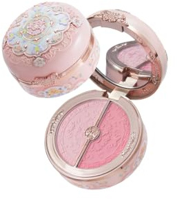 Poudre duo illuminateur et blush Butterfly Cloud Collar Rouge Box, Flower Know Palette de blush et illuminateur mat violet, maquillage modulable et estompable pour les joues (Pastel Lotus)