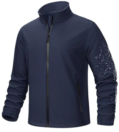 UBOHUZ Fleecefodrad softshelljacka herr helt blixtlås regn utomhus arbete vår vandring vandring vindjacka man för utomhus, Färg 6, L