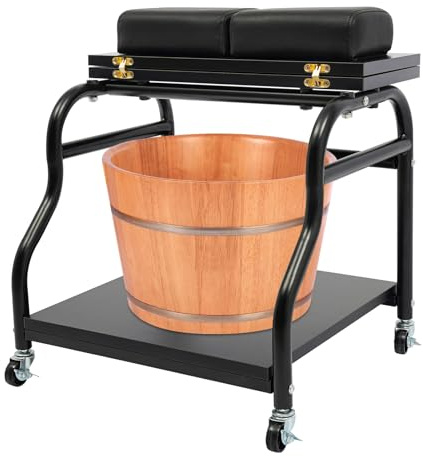 Trolley per pedicure portatile con 4 ruote girevoli, vasca da bagno con massaggio e calore, regolabile in altezza, per pedicure, spa e cura dei piedi, ideale per salone e casa