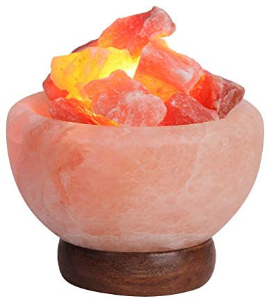 Rabalux 4097 Salzkristall Tischleuchte Fuji aus Salzstein/Holz braun Ø14cm H:7,6cm mit Schalter