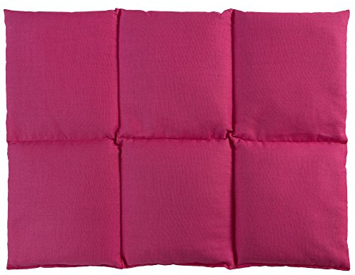 Coussin aux graines de lin 40x30 - Compresse chaud ou froid - Grande bouillotte sèche - Coussin thermique (6 compartiments; Design: rose)