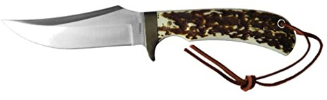 Uncle Henry Elk Horn 8.5in High Carbon S.S. Full Tang Fixed Blade Knife with a 4.25in Blade and Staglon Handle for Outdoor Survival, Camping and Hunting