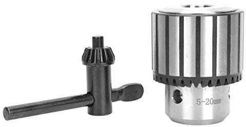 Heavy Duty Drill Chuck with Chuck Key, 5-20mm (B22) Key Type Lathe Drill Chuck for Metalwork CNC Lathe Bench Drill