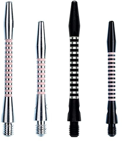 WINMAU Black, Pink and Silver Aluminium Dart Shafts (Stems) in short and medium - 4 sets per pack