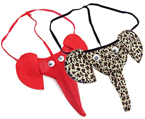 VemeFufu Perizoma C String Slip Tanga Uomo Sexy Elefante Tronco Intimo Uomini Hot Vita Bassa Elastici Thong Maschile Mutande Leopardato + Rosso Taglia Unica Leopardato + Rosso