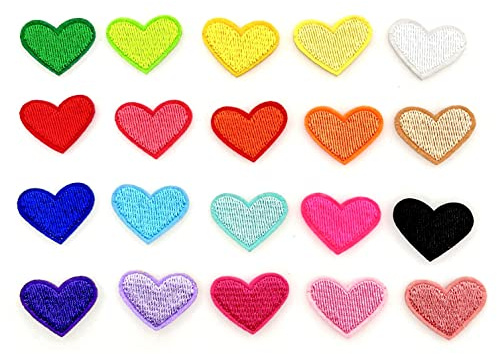 JZK 20x Planchar/coser parches ropa corazón planchar parches para ropa, pequeños parches apliques bordados corazones, parches reparación ropa para planchar, Planchar adornos para sombreros ropa