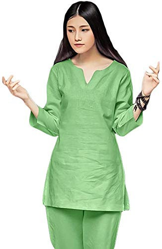 Vier-Jahreszeiten-Tai-Chi-Uniform-Set, Kampfsportanzug für Damen, Zen-Meditationsanzug, Tai-Chi-Uniform, chinesische Kung-Fu-Kleidung aus Baumwolle, Zen-Meditations-Yoga-Anzug (Farbe: Grün, Größe: UK