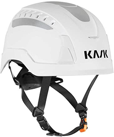 KASK Schutzhelm Primero Air Hi-Viz, Bauhelm, Arbeitshelm, Drehrad, 14 Belüftungskanäle,reflektierend, nach EN397 und EN50365, Farbe:weiß
