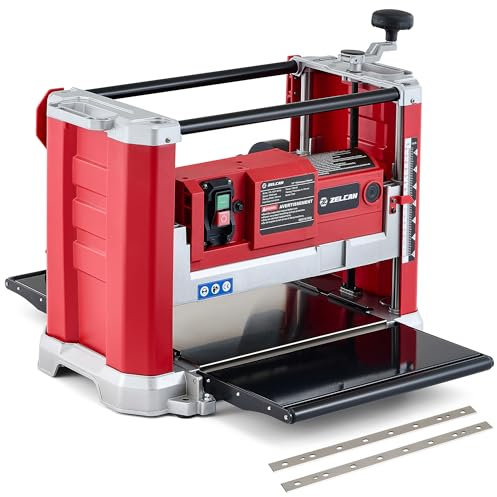ZELCAN Raboteuse à Bois 15A 2000W, Dégauchisseuse d'Établi Raboteuse Stationnaire Automatique Électrique 33 cm, 2 Lames 20000 coupes/min, pour le Travail du Bois.
