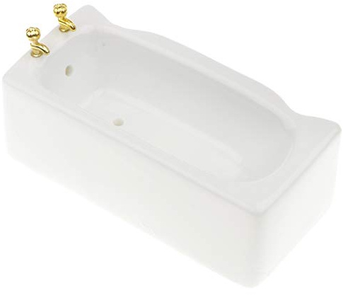 sporful Vasca da bagno quadrata in ceramica bianca 1/12, mini vasca da bagno per casa delle bambole, mobili in miniatura per la decorazione domestica