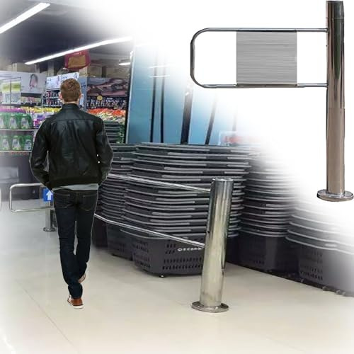 Puerta de seguridad de cierre automático, puerta de seguridad con resorte para pasaje de supermercado, dispositivo de entrada/salida unidireccional (derecha: 80 x 100 cm)