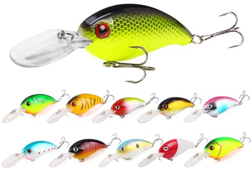 10 Piezas SeñUelo de Pesca, Pesca con Cebo Artificial, 13,6g | 10cm Cebo de Pescar, Cebo Realista, Hundimiento Biónico Bajo Cebos con Anzuelo Triple para Trucha, Perca, Lucio, Cacho, ECC. (D)