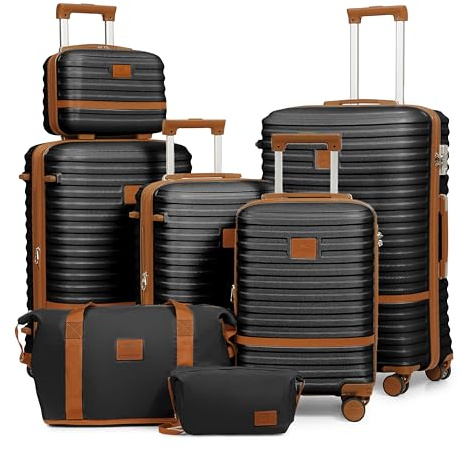 Joyway 7 Piezas Juego de Maletas, Set Trolley de Viaje, Rodillo de 360°, Cerradura TSA y Interior Compartimentado, Ligero Duradero Gran Espacio Incluidas 1 Bandolera y 1 Bolsa