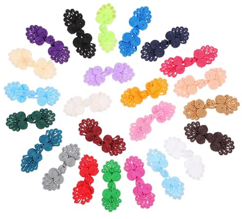 Gadpiparty 25 botones de estilo chino Cheongsam, suministros de costura, botones de ropa tradicionales de colores mixtos para manualidades de ropa