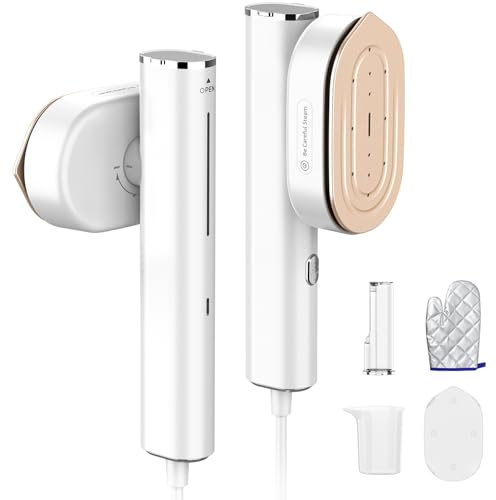 ELORTI Steamer for Clothes, 2-in-1 Steam Iron, 1200W Handheld Steamer with 10s Fast Heat-Up, Travel Steamer for Fast Wrinkle Removal, Portable Garment Steamer for Travel and Home -White, 110-120V