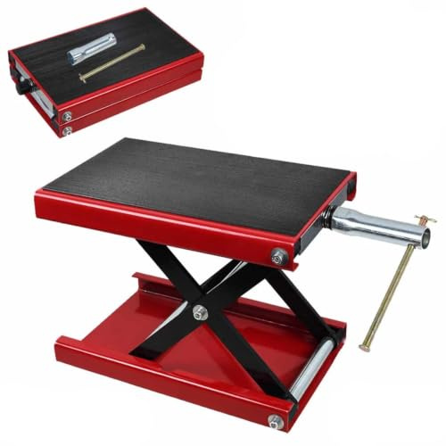 500KG Motorcycle Scissor Lift Jack Stand Adjustable Motorbike Repair Table | Height Adjustable Lifting Stand with Anti-Slip Lifting Board for Repair Maintenance