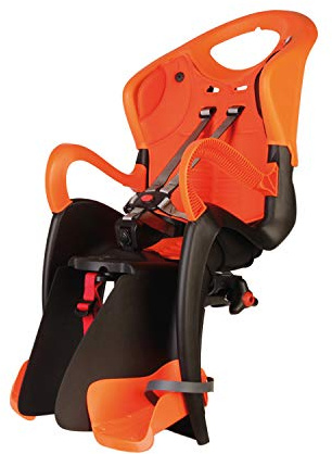 Tiger - Asiento Posterior de Bicicleta - para niños de hasta 22 kg, de 3 a 8 años - Se Fija al Portaequipaje -Naranja Negro