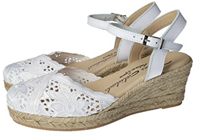 TORRES 5004 Pantofole in pizzo donna Espadrillas, bianco, 36 EU
