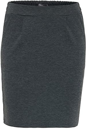 ICHI IHKATE SK minikjol för kvinnor kort kjol med stretch och elastisk linning, Mörkgrå melerad (10021), XL