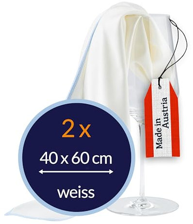 culiclean Poliertuch Gläser Gläserpoliertuch Gastronomie Glaspoliertuch Glastuch Mikrofaser Poliertücher Gläser Fenstertuch Fensterputztuch Gläsertuch 2 STK 40x60cm weiß Spiegeltuch streifenfrei
